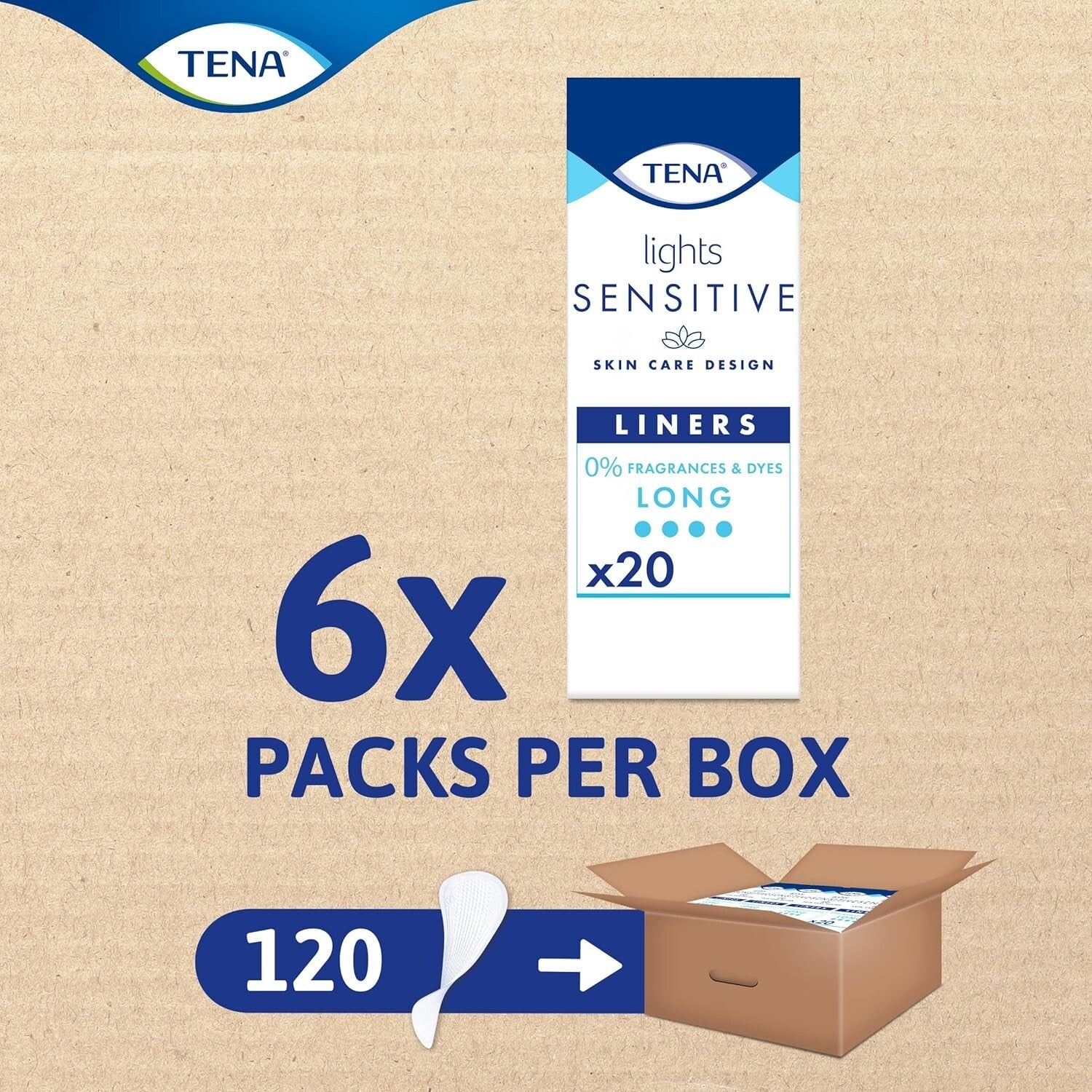 TENA Lights Long Liner 120 Incontinence Liners for Women with Sensitive Skin