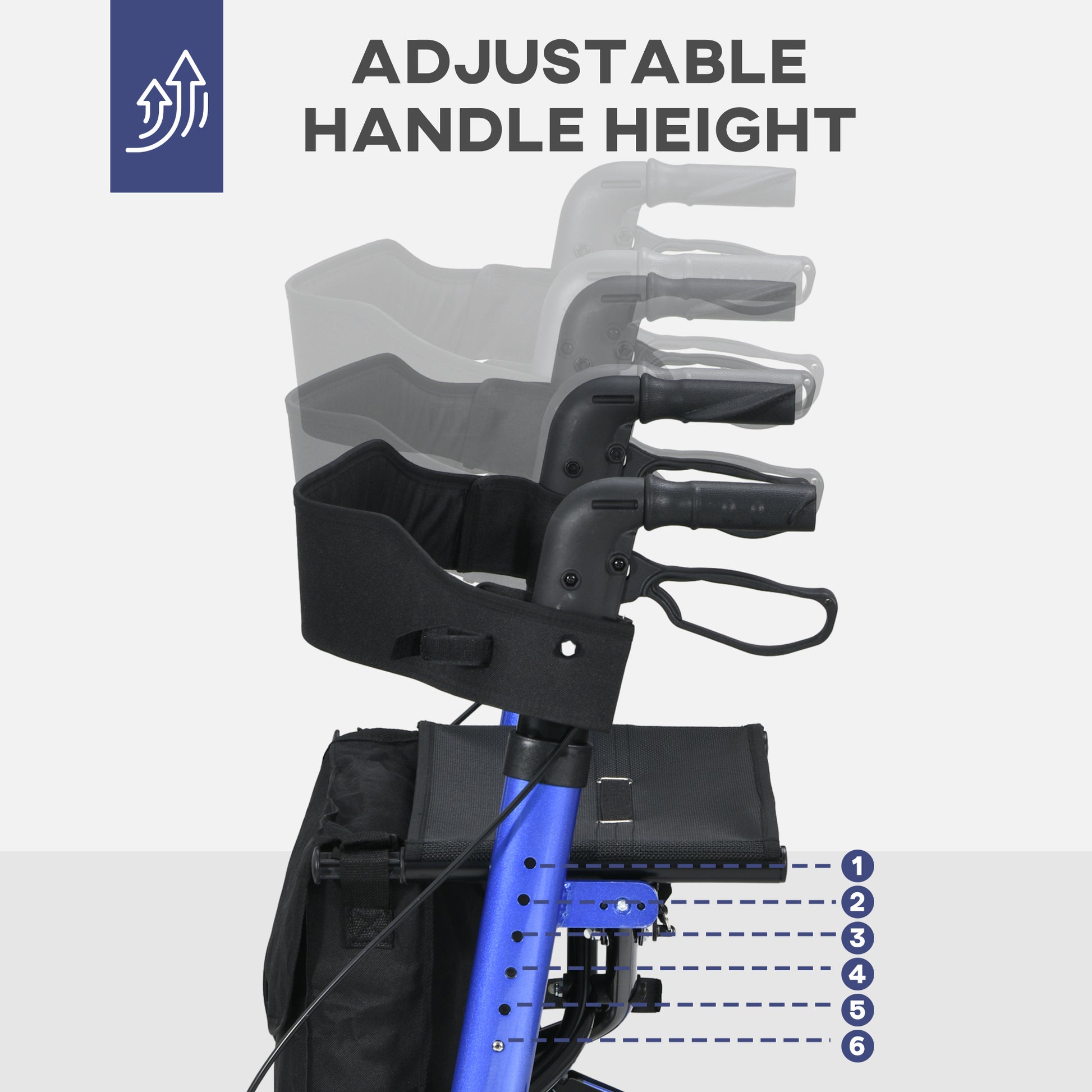 Adjustable 4 Wheel Rollator W/ Seat Bag Folding Mobility Walker