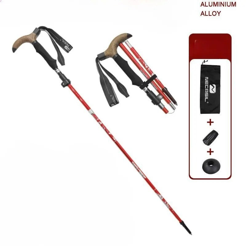 Folding T-Handle Walking Cane – Adjustable Aluminum Alloy Trekking Pole & Crutch