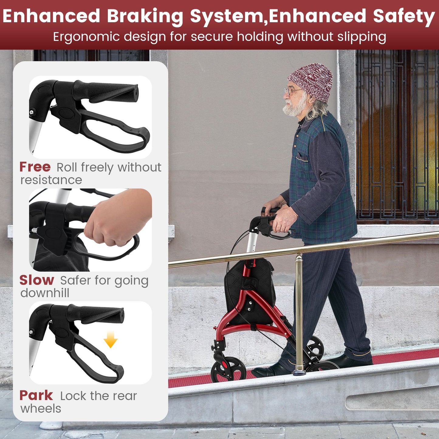 Walker for Seniors Foldable Rollator Walker with Lightweight Aluminum Frame