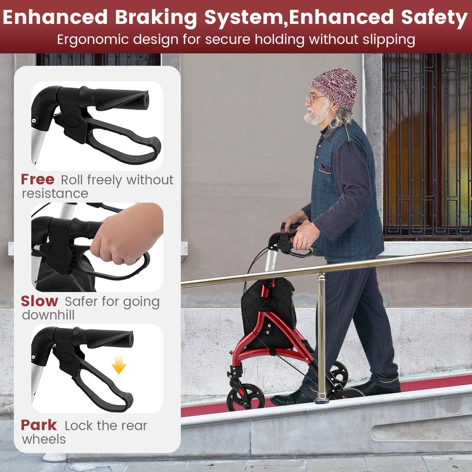 Walker for Seniors Foldable Rollator Walker with Lightweight Aluminum Frame