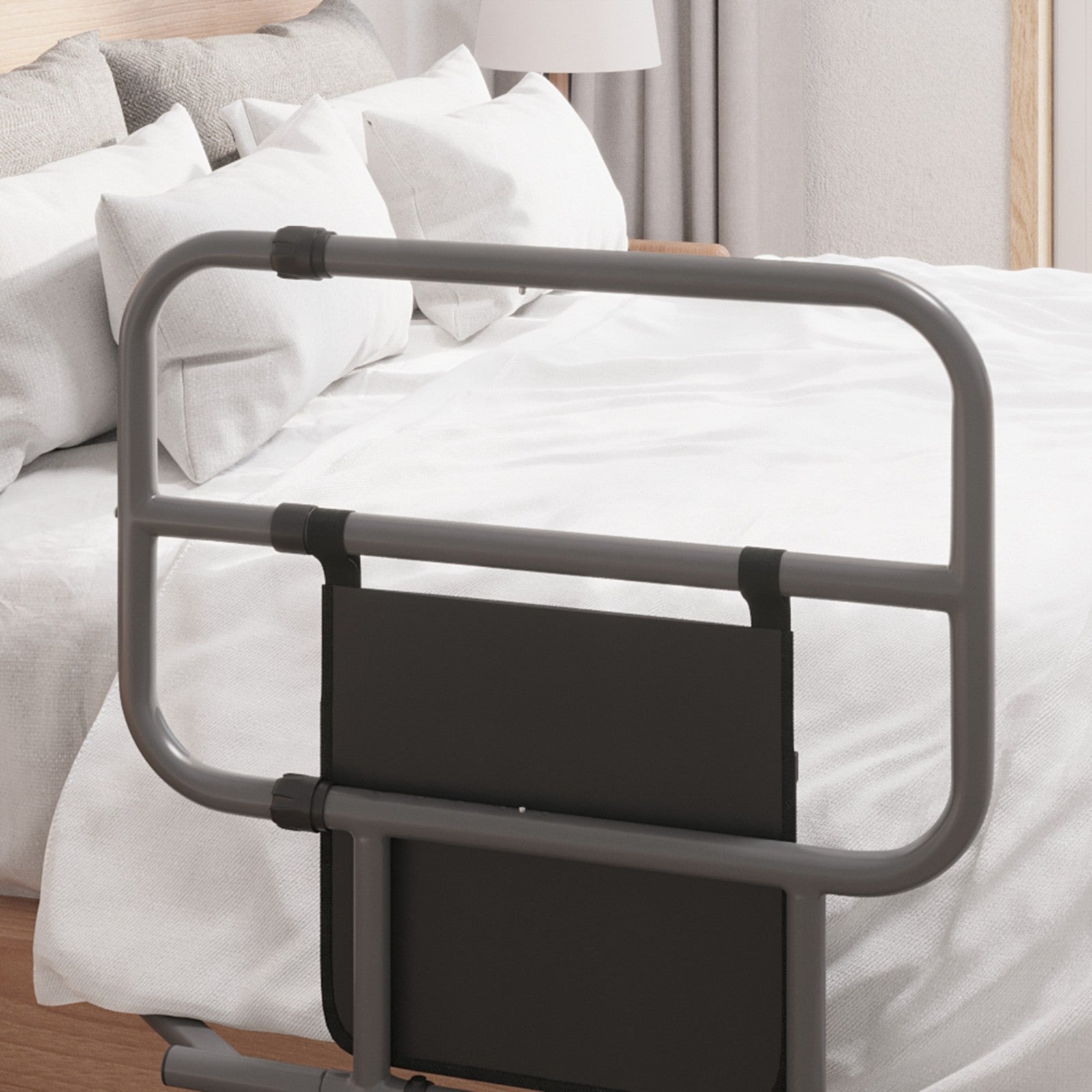 Safety Bed Rail for Elderly Adults Folding Bed Assist Rail with Storage Pocket