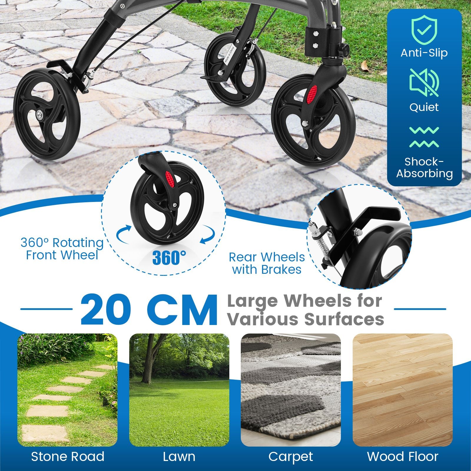 Walker for Seniors Foldable Rollator Walker with Lightweight Aluminum Frame