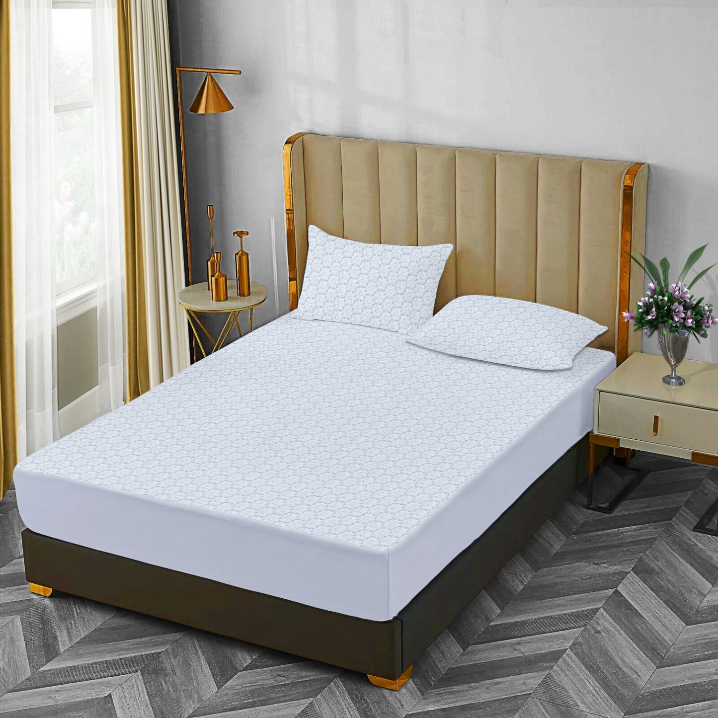 Waterproof Non Noisy Mattress Protector Fitted Sheet Single Double King Size Bed