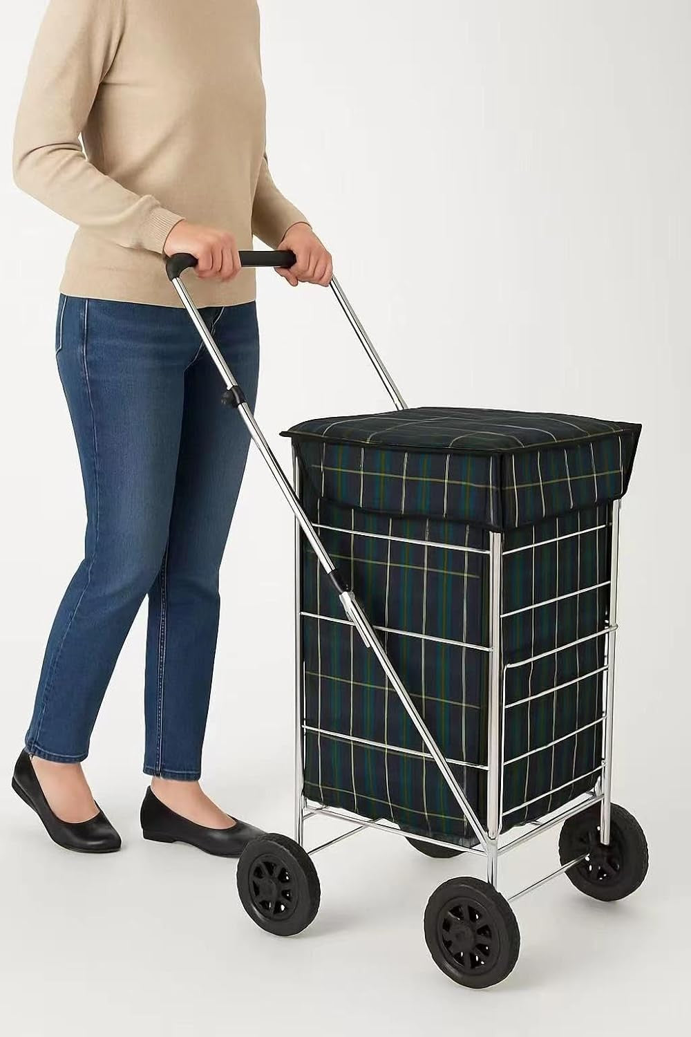 4 Wheel Shopping Cart Trolley Folding Mobility Large Travel Premium 51L Bag Case