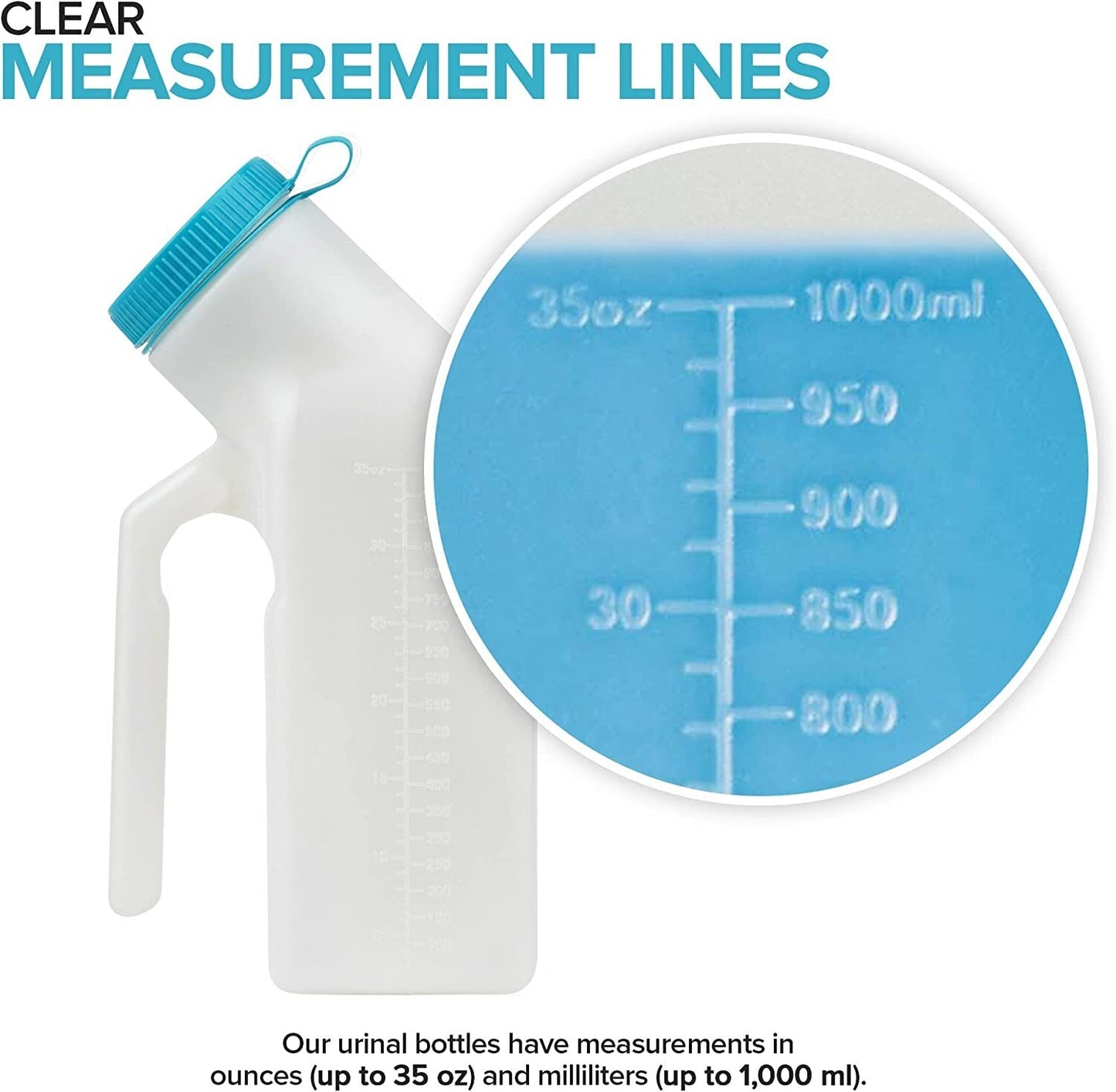 2PCS Male Urinal Portable Incontinence Bottle for Men Travel W/ Night Light - UK