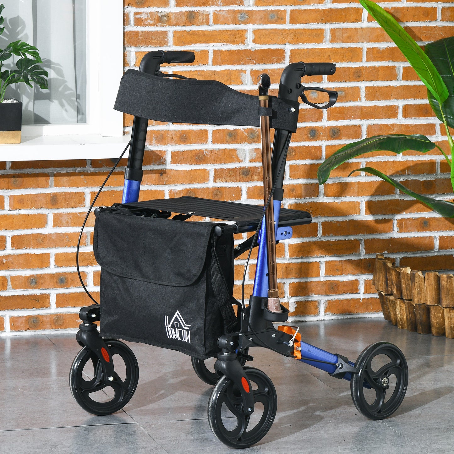 Adjustable 4 Wheel Rollator W/ Seat Bag Folding Mobility Walker