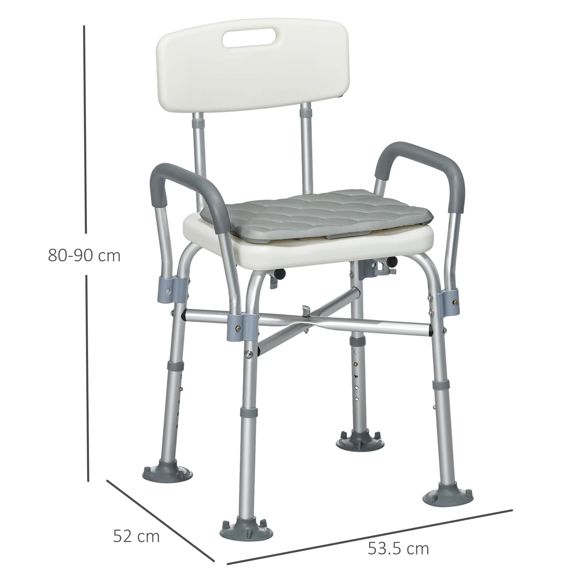 Aluminium Shower Chair Adjustable Bath Stool for Senior Disabled Pregnant