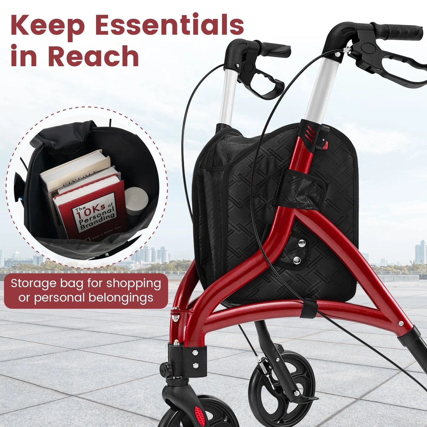 Walker for Seniors Foldable Rollator Walker with Lightweight Aluminum Frame