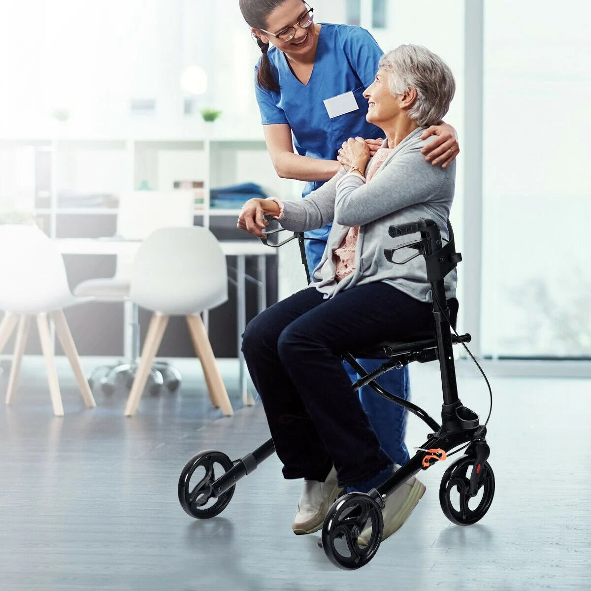 Lightweight Aluminium Folding Walking Mobility Aid with 4 Wheels