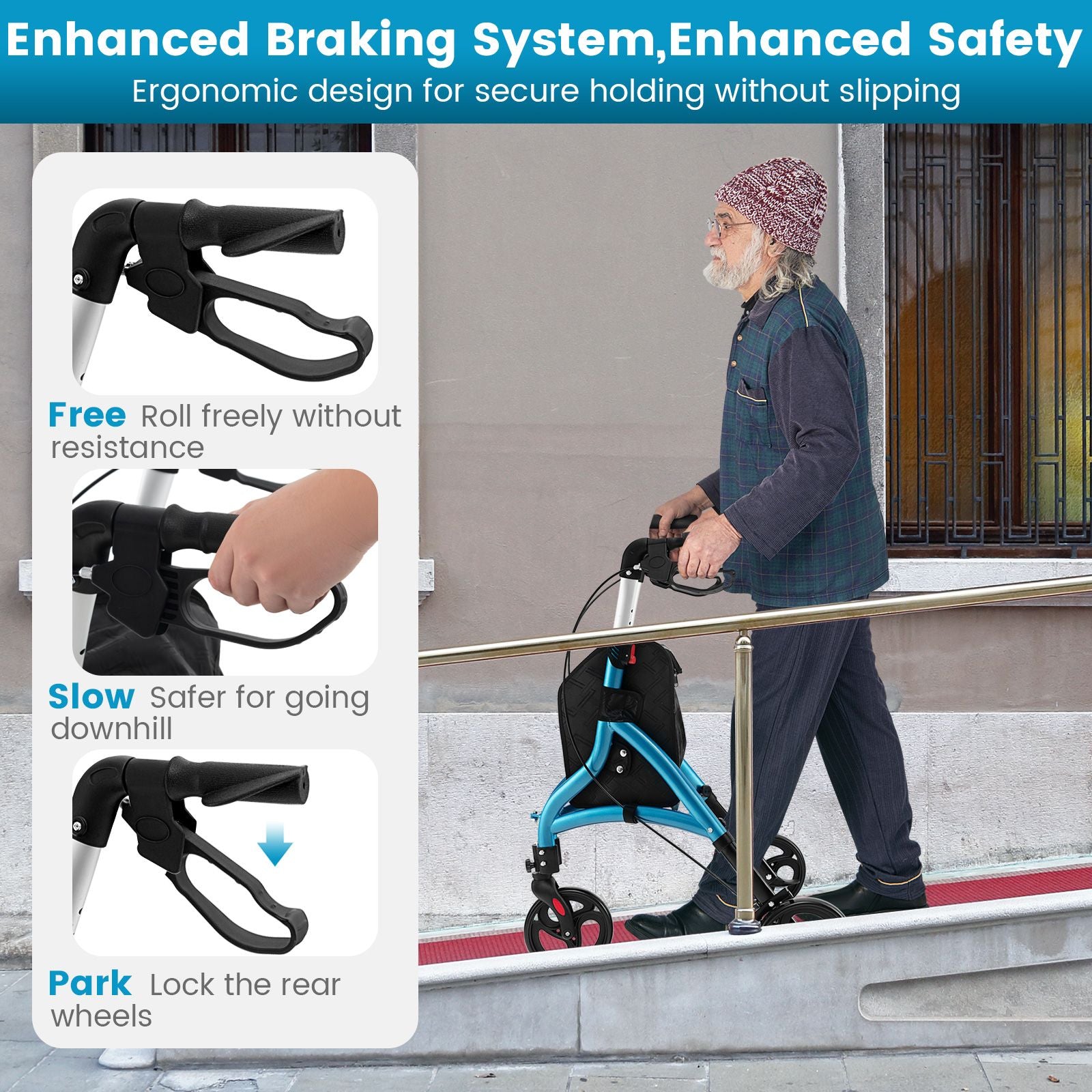 Walker for Seniors Foldable Rollator Walker with Lightweight Aluminum Frame