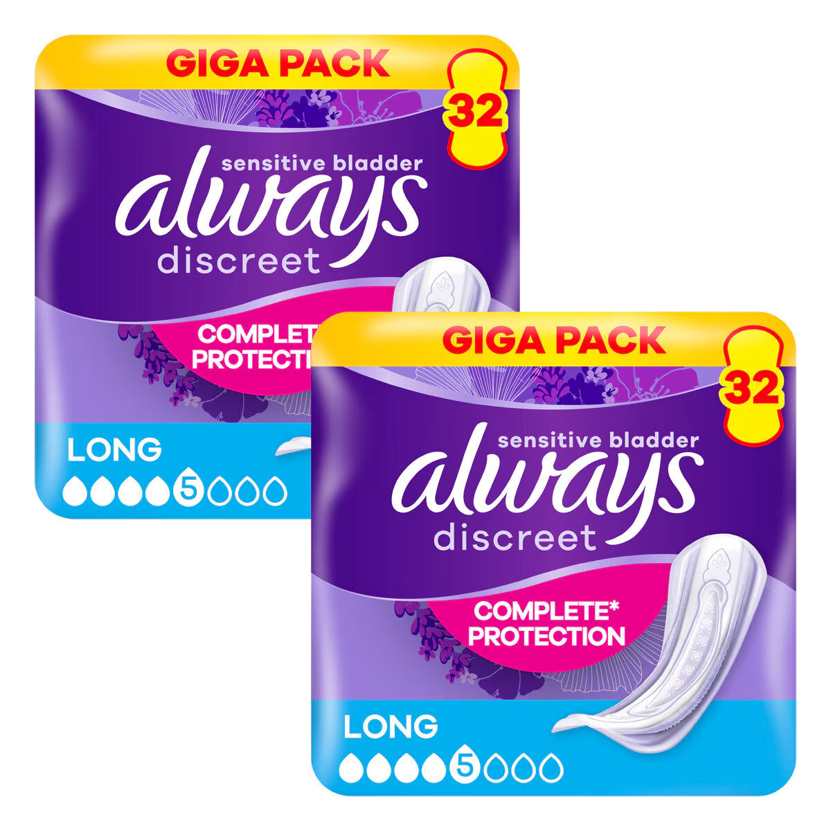 Always Discreet Long Pads, 2 X 32 Pack