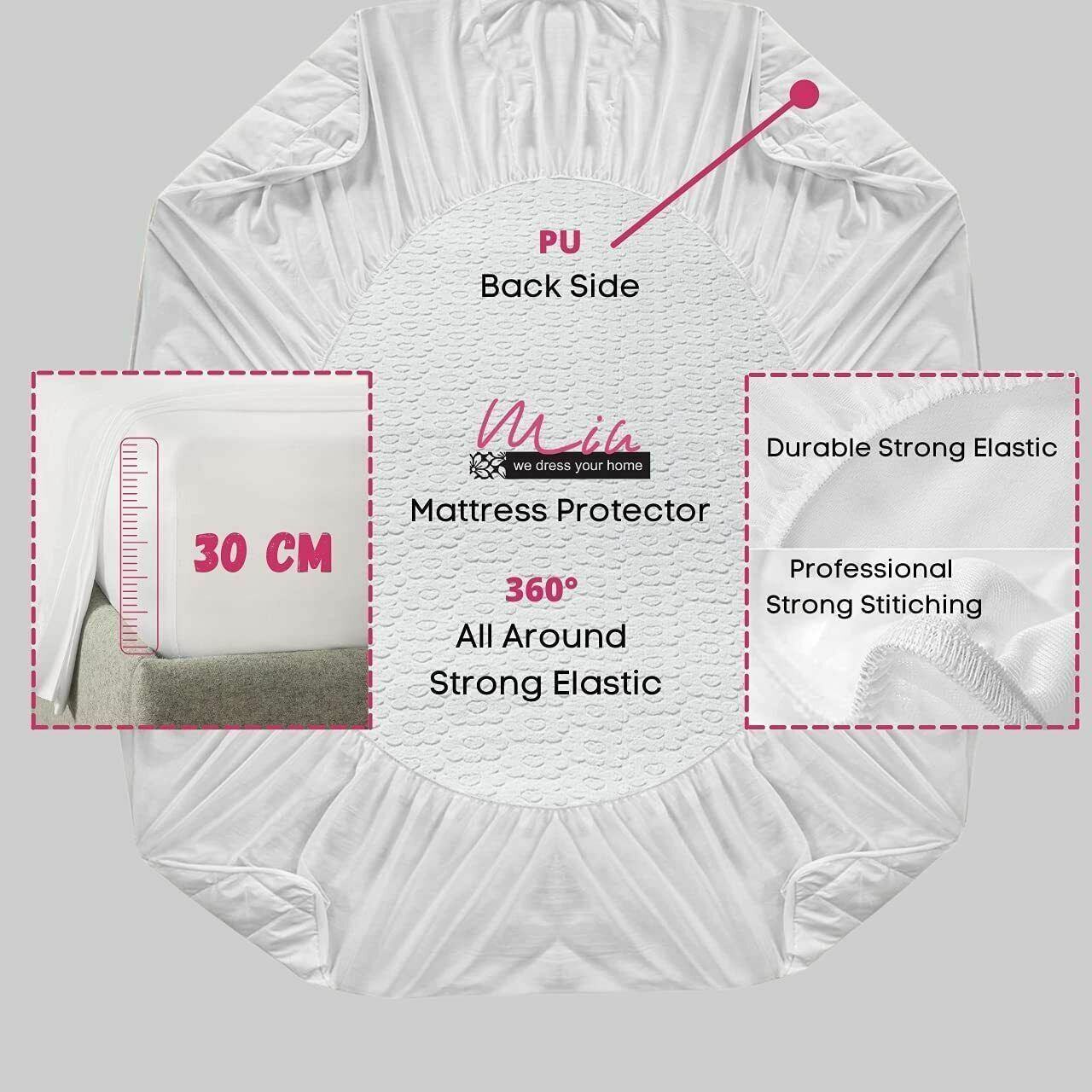 Waterproof Non Noisy Mattress Protector Fitted Sheet Single Double King Size Bed