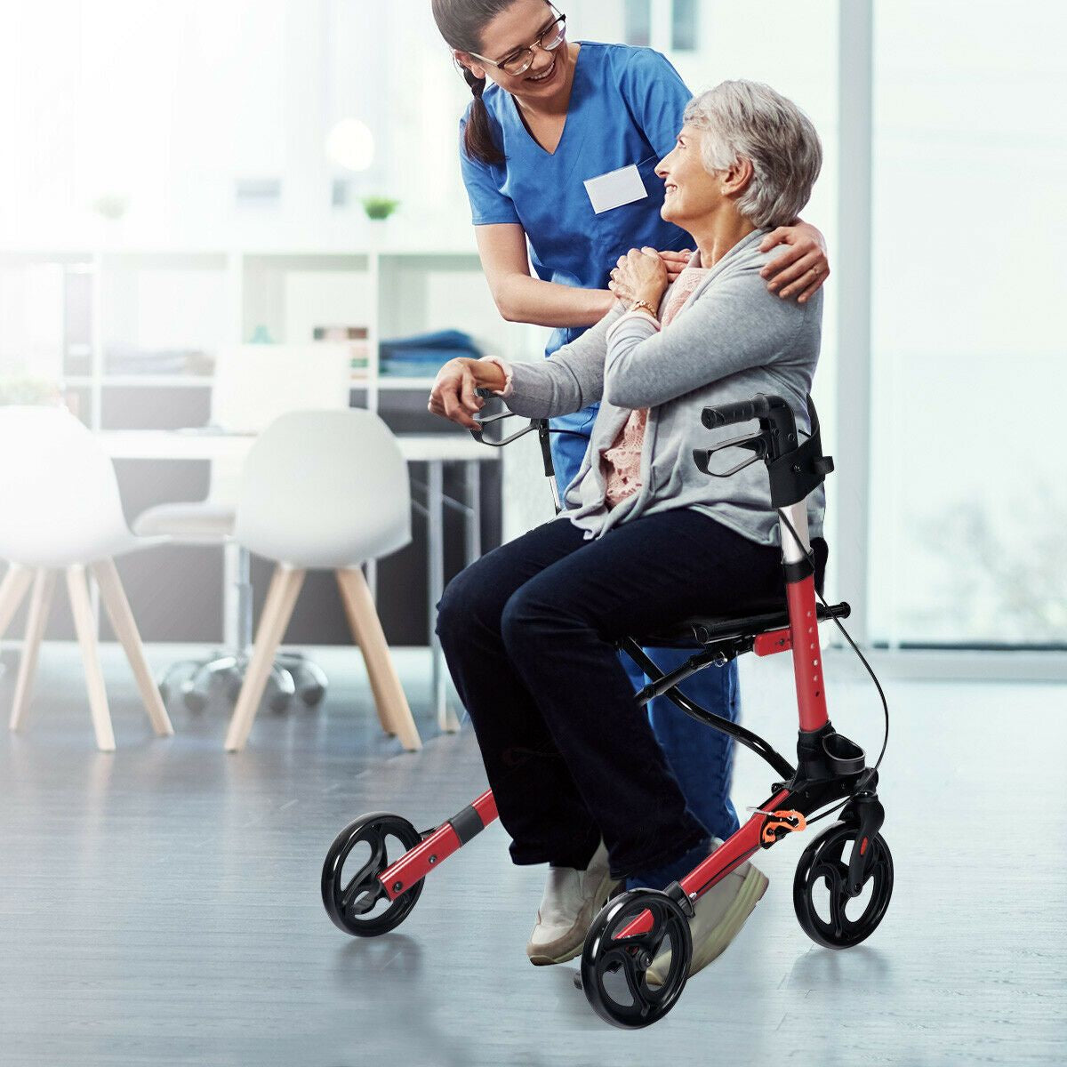 Lightweight Aluminium Folding Walking Mobility Aid with 4 Wheels