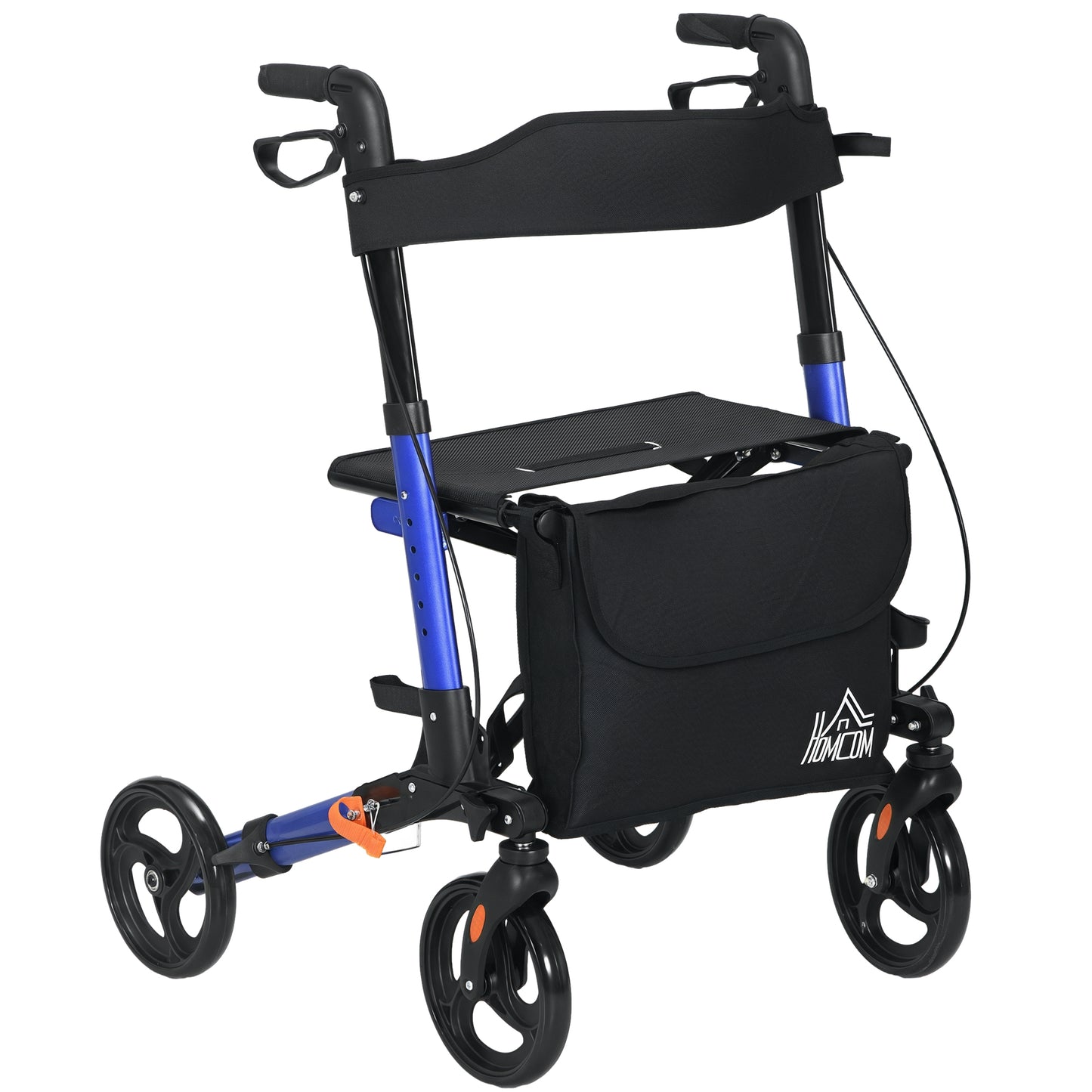 Adjustable 4 Wheel Rollator W/ Seat Bag Folding Mobility Walker