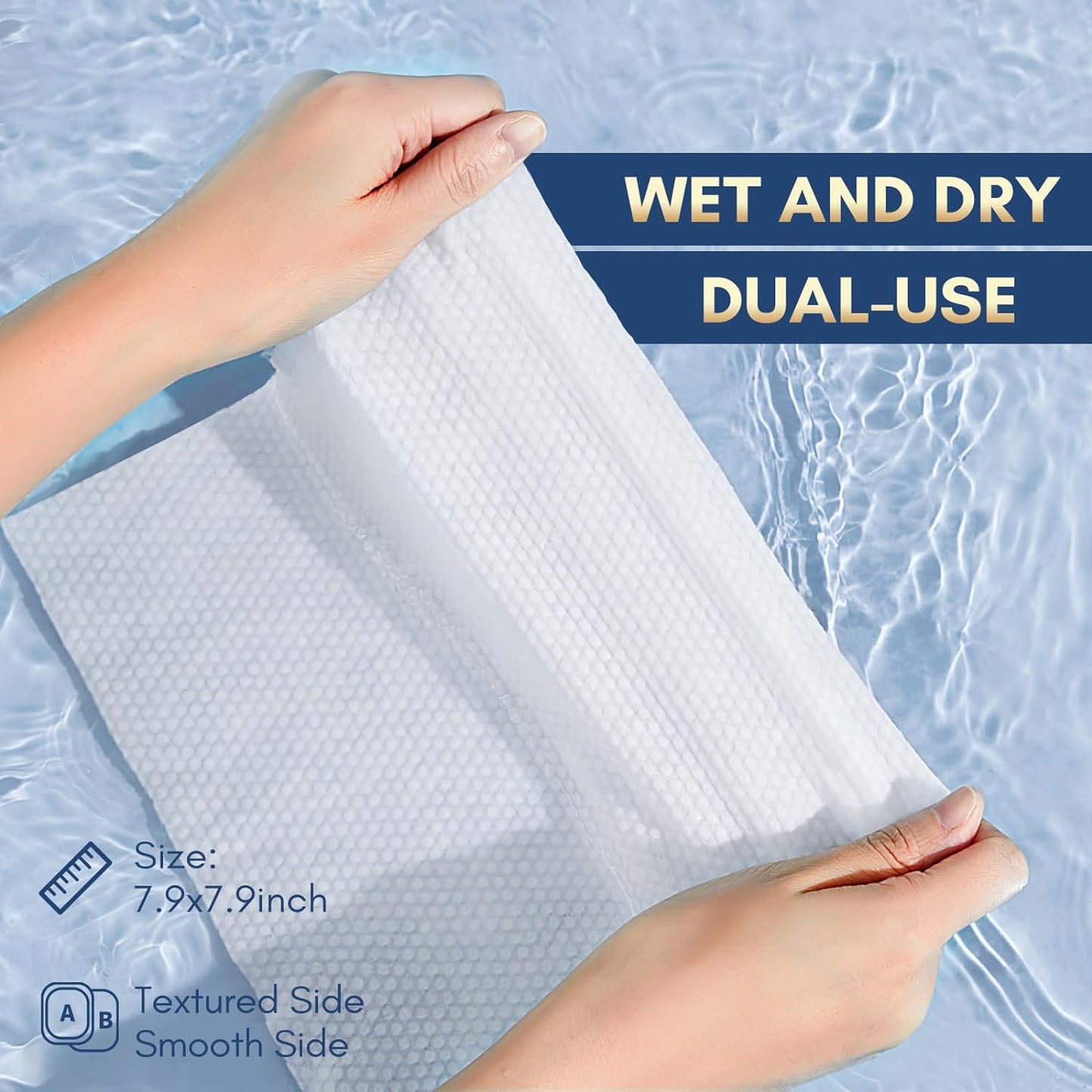 Cotton Face Tissue, Ultra Soft Dry Wipes Disposable, Cosmetic Facial Cleansing Towel for Makeup Removing, Baby Care, Surface Cleaning (300 Count)