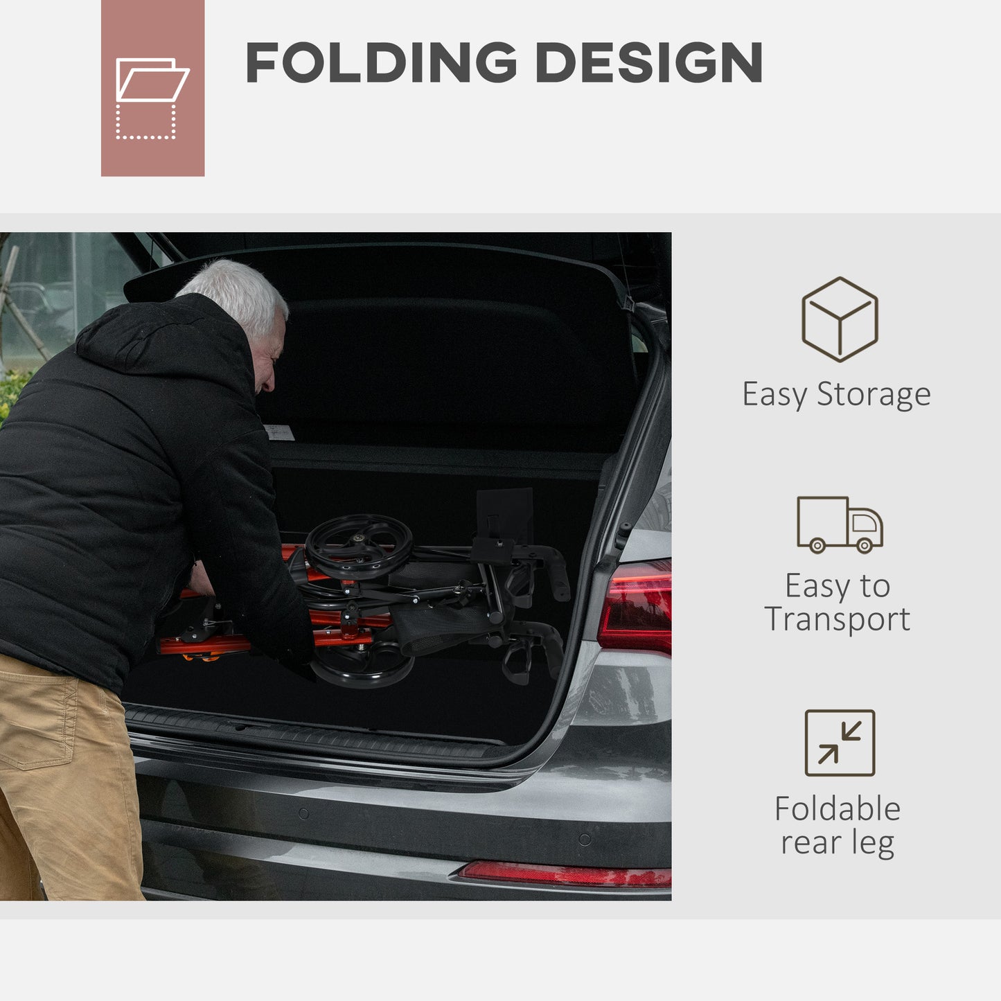 Adjustable 4 Wheel Rollator W/ Seat Bag Folding Mobility Walker