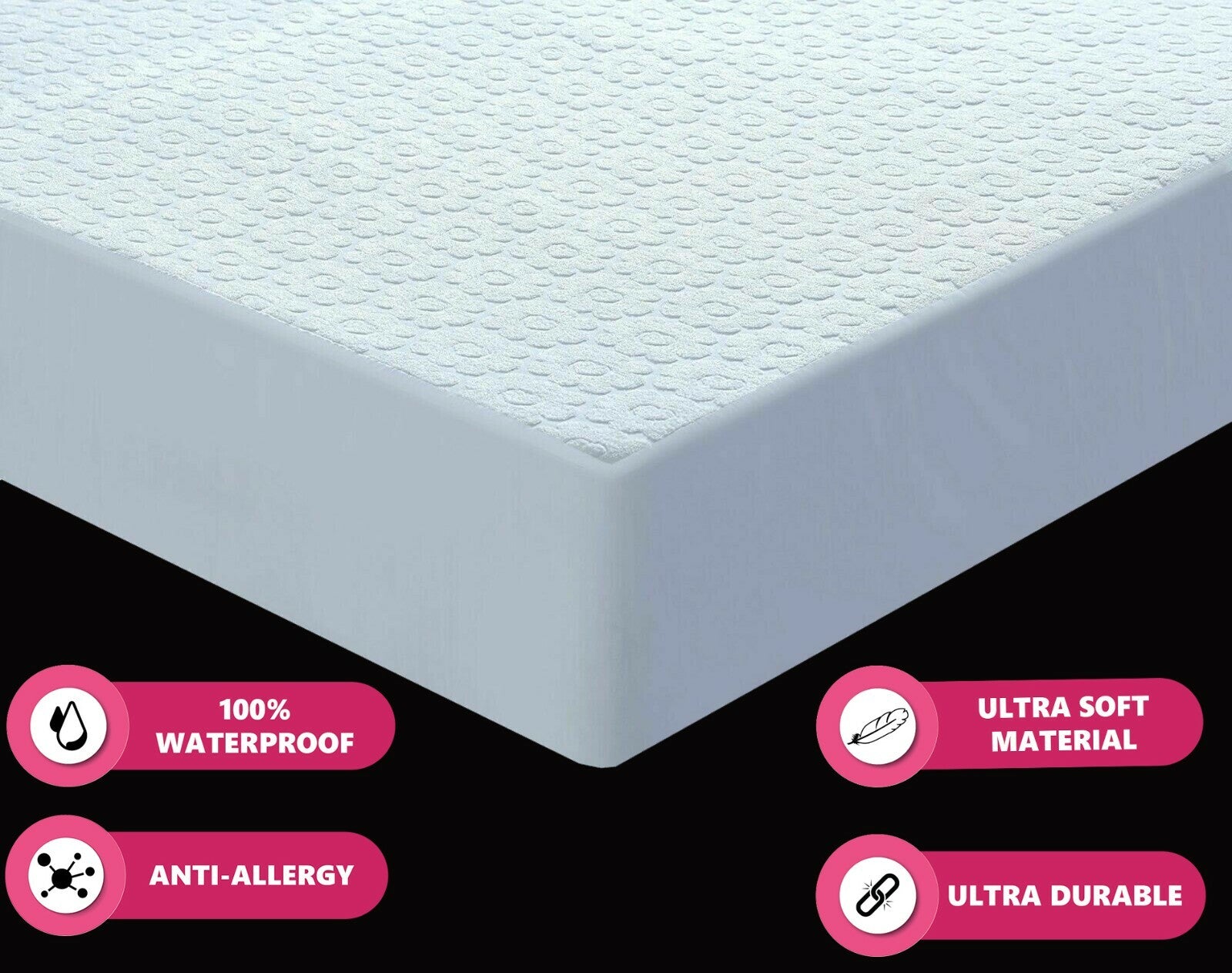 Waterproof Non Noisy Mattress Protector Fitted Sheet Single Double King Size Bed