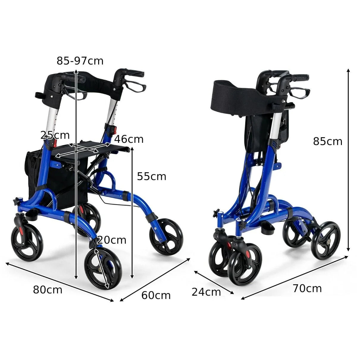 2 in 1 Walker Aluminium Mobility Walking Aid with Seat Adjustable