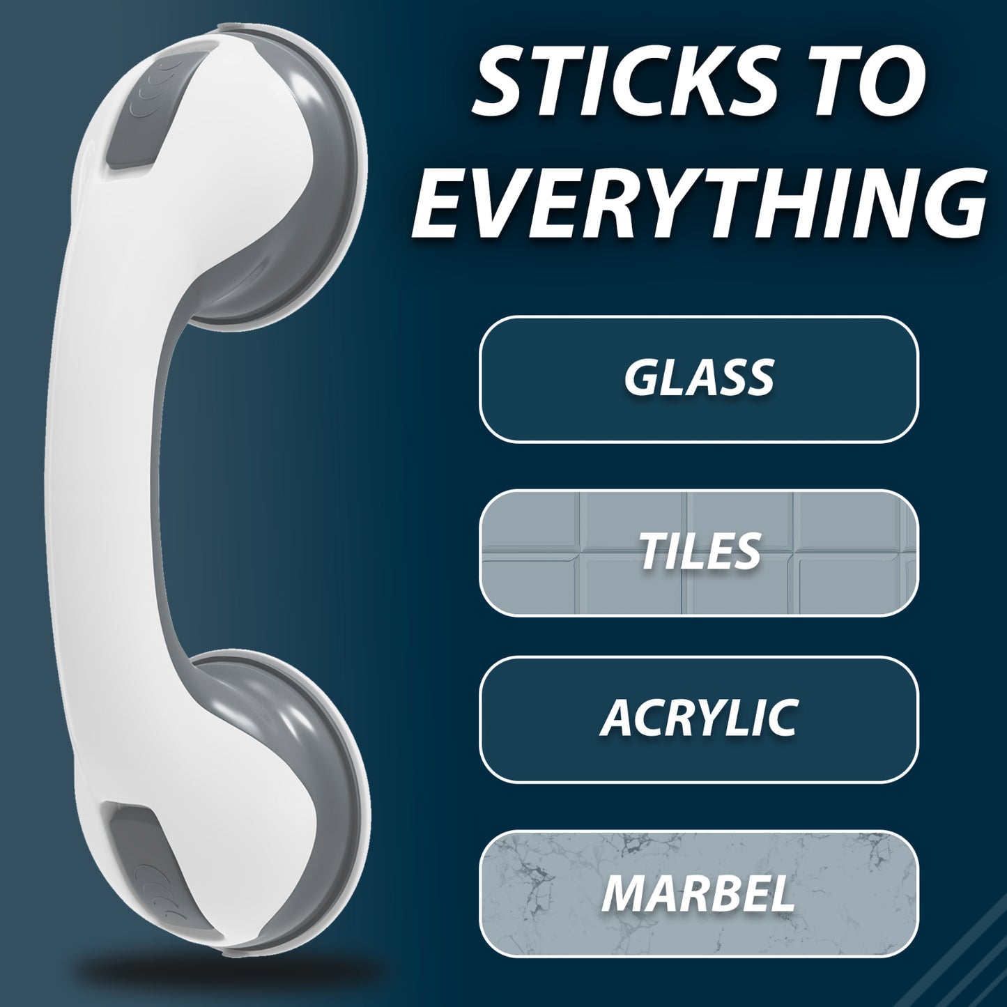 2 X SAFETY SUPPORT HAND RAIL HANDLE BAR GRIP GRAB SUCTION BATH BATHROOM SHOWER