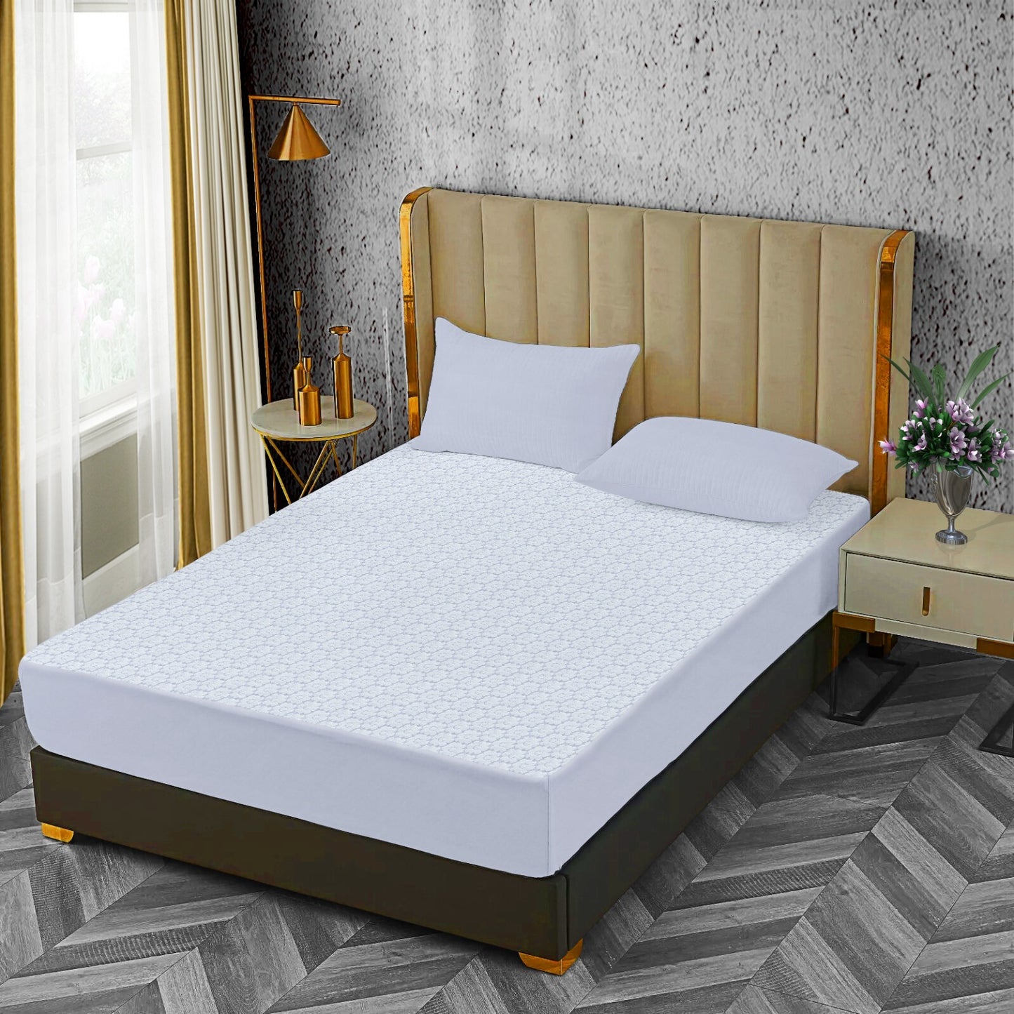 Waterproof Non Noisy Mattress Protector Fitted Sheet Single Double King Size Bed