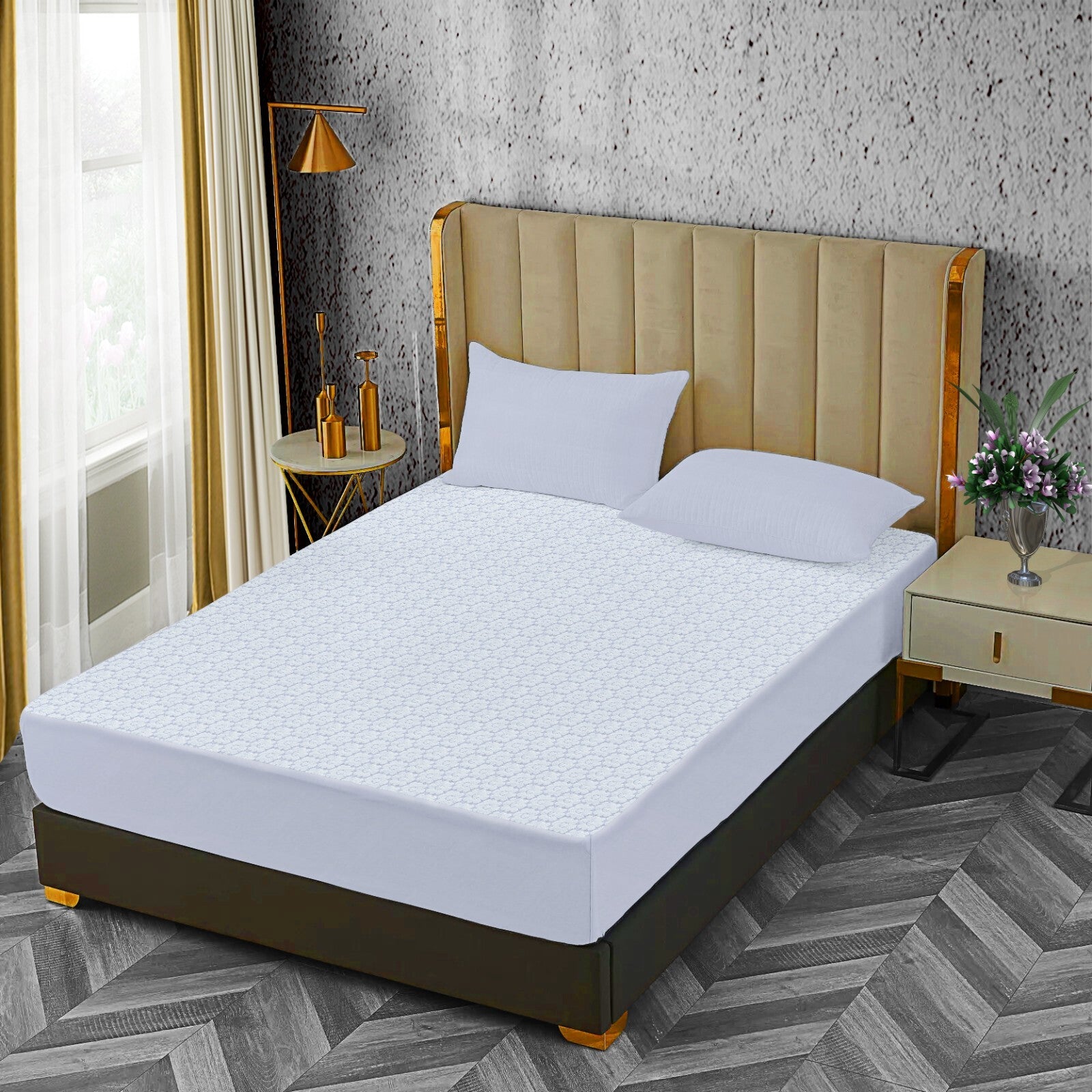 Waterproof Non Noisy Mattress Protector Fitted Sheet Single Double King Size Bed