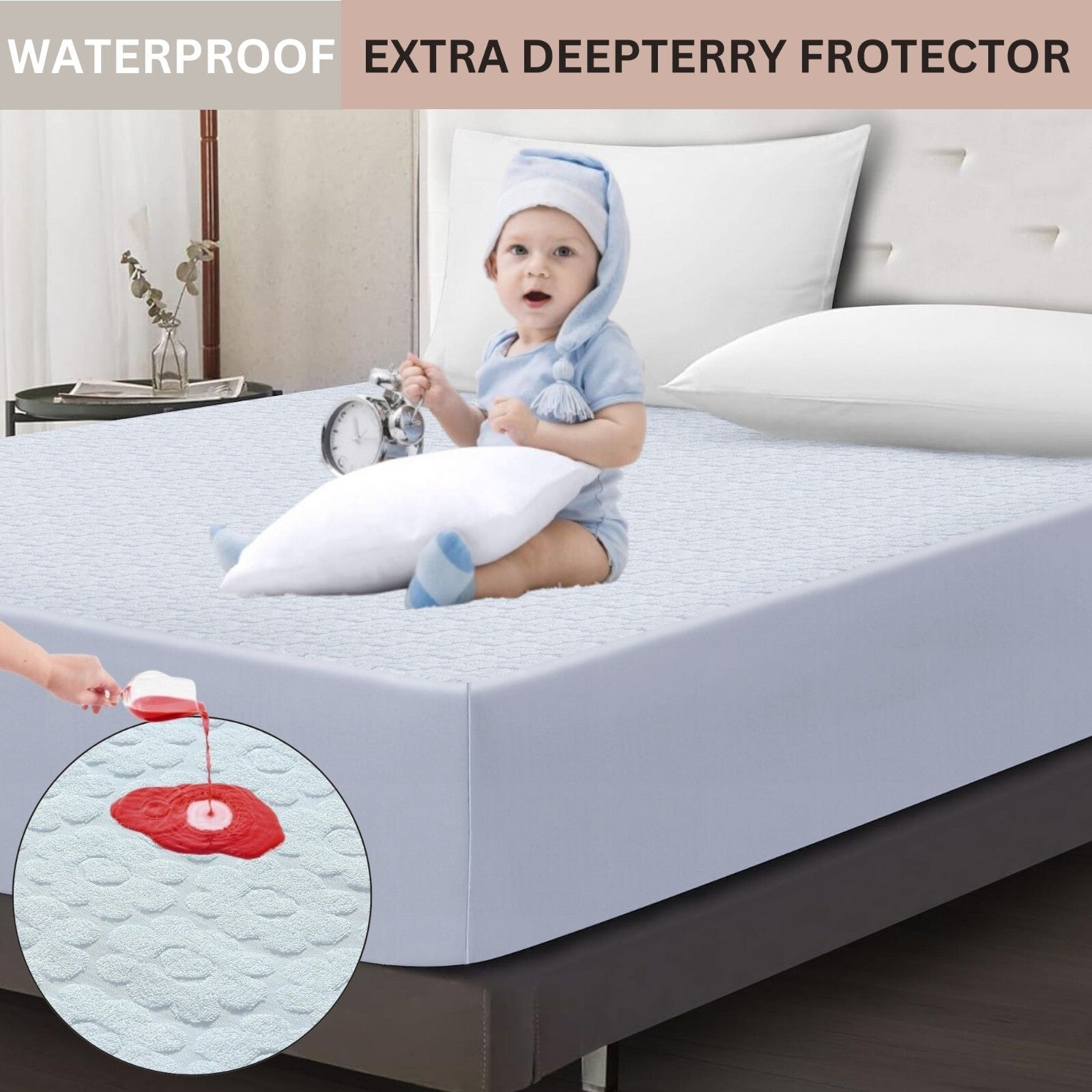 Waterproof Non Noisy Mattress Protector Fitted Sheet Single Double King Size Bed