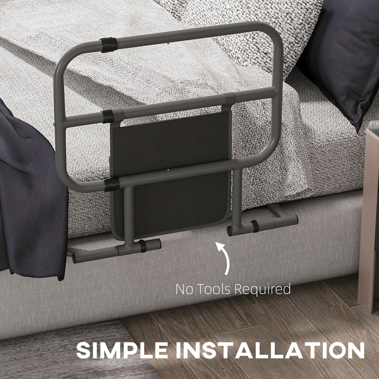Safety Bed Rail for Elderly Adults Folding Bed Assist Rail with Storage Pocket