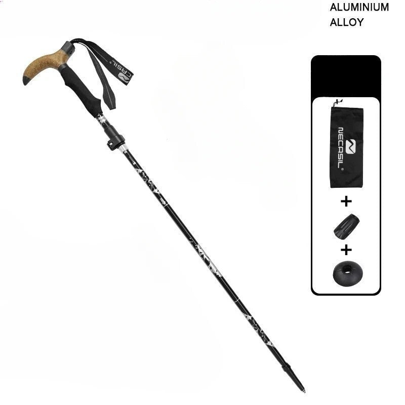 Folding T-Handle Walking Cane – Adjustable Aluminum Alloy Trekking Pole & Crutch