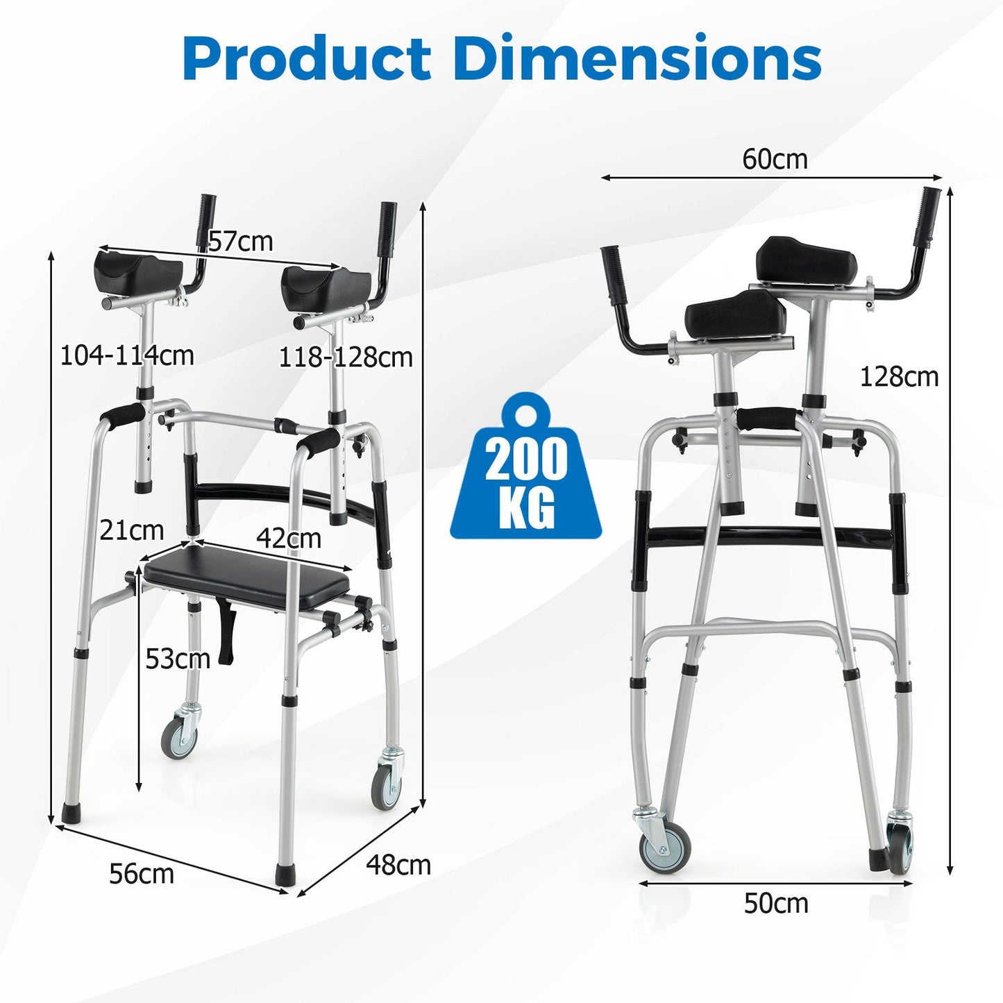 Versatile Rolling Walker with Padded Seat and 2 Premium Wheels