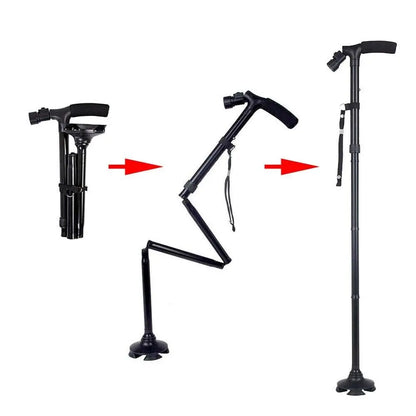 Collapsible Safety LED Walking Stick Adjustable Travel Hiking Cane Trekking Pole