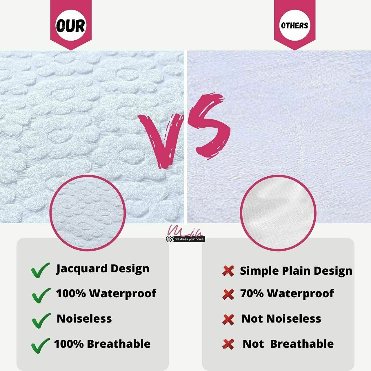 Waterproof Non Noisy Mattress Protector Fitted Sheet Single Double King Size Bed