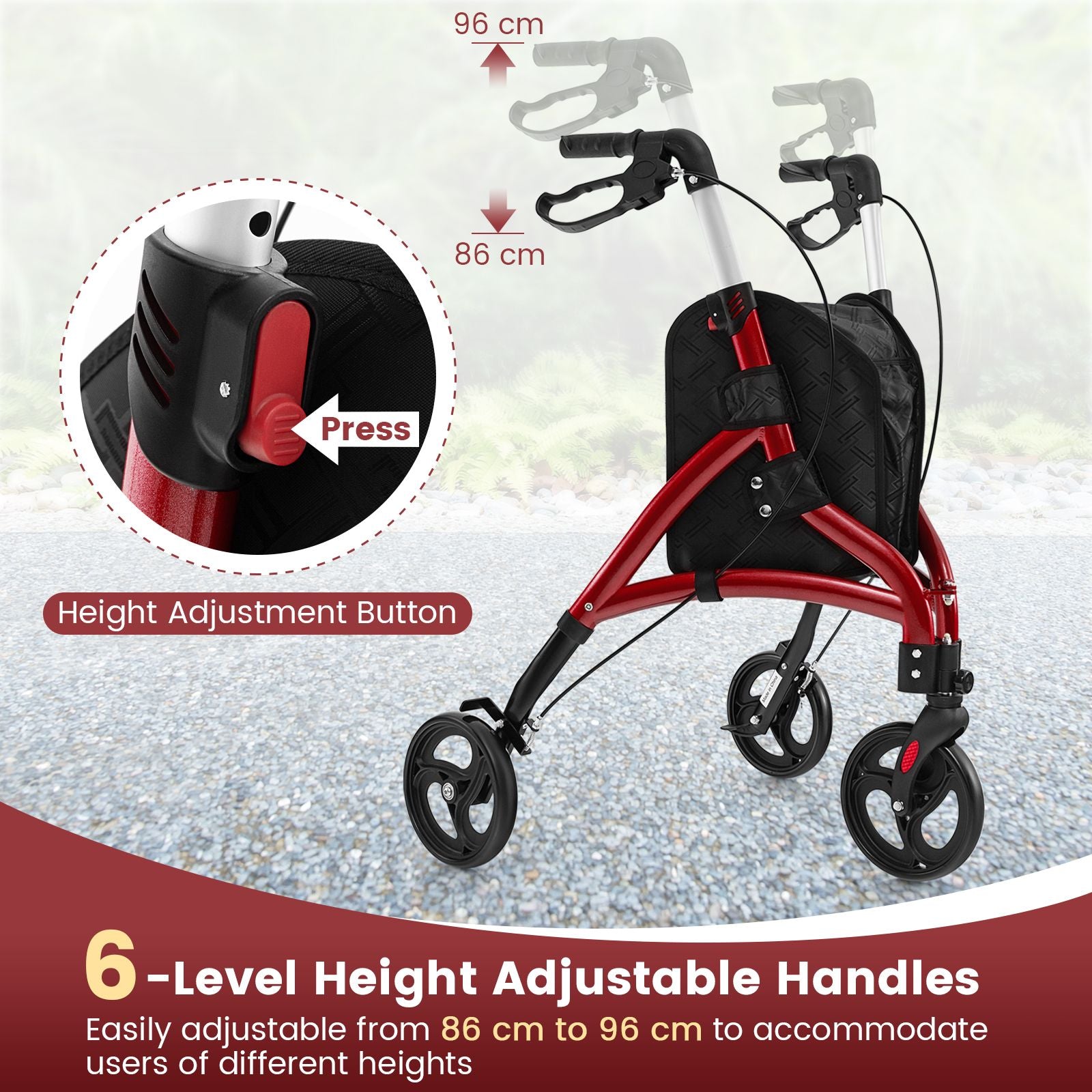 Walker for Seniors Foldable Rollator Walker with Lightweight Aluminum Frame