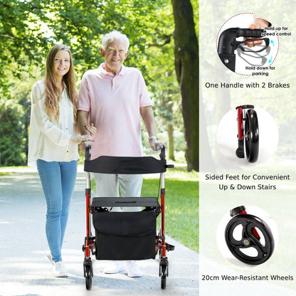 2 in 1 Walker Aluminium Mobility Walking Aid with Seat Adjustable