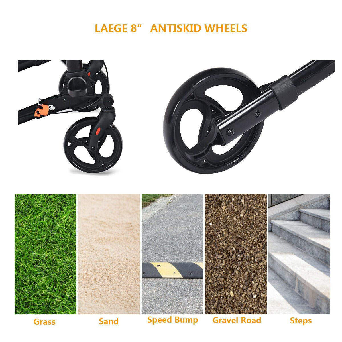 Lightweight Aluminium Folding Walking Mobility Aid with 4 Wheels