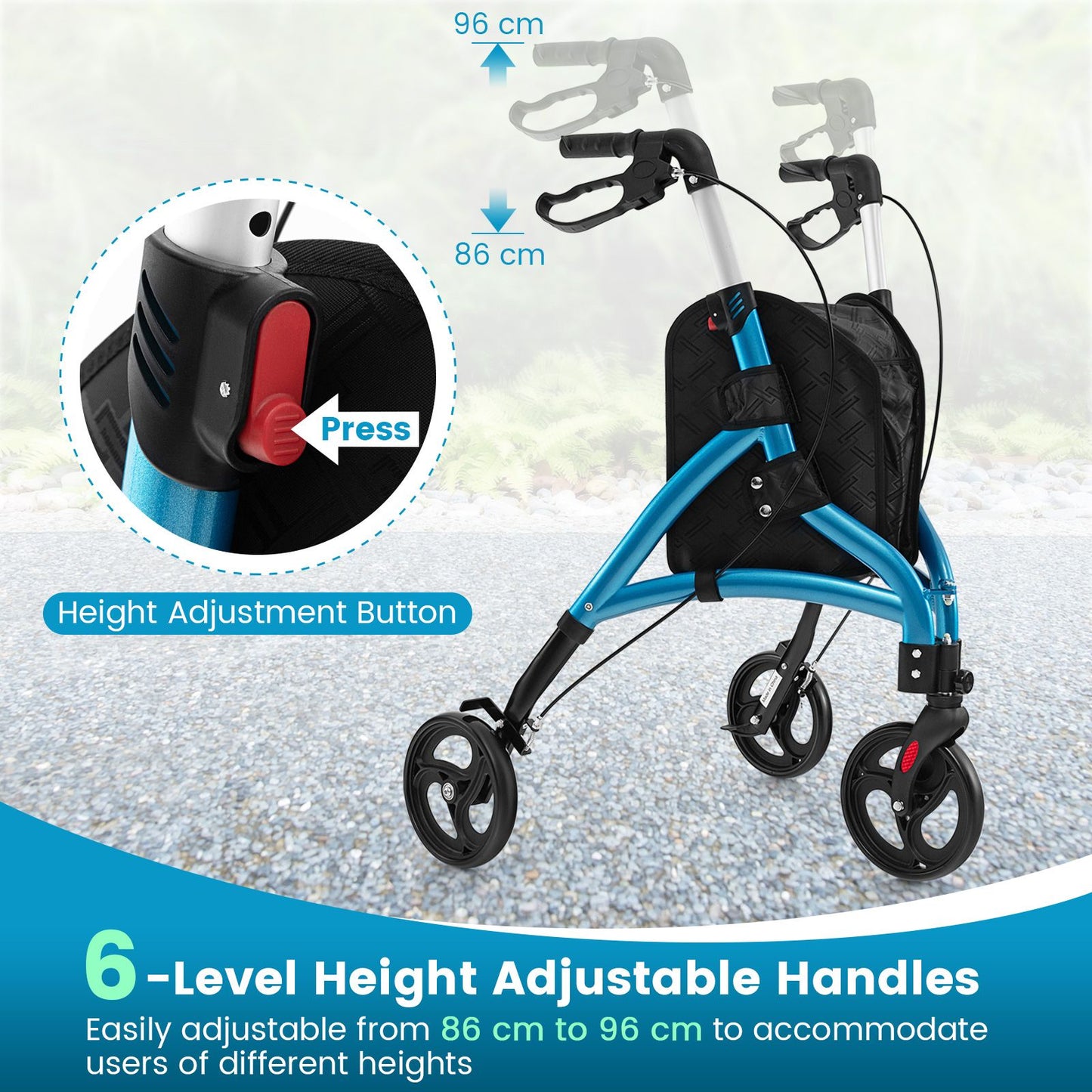 Walker for Seniors Foldable Rollator Walker with Lightweight Aluminum Frame