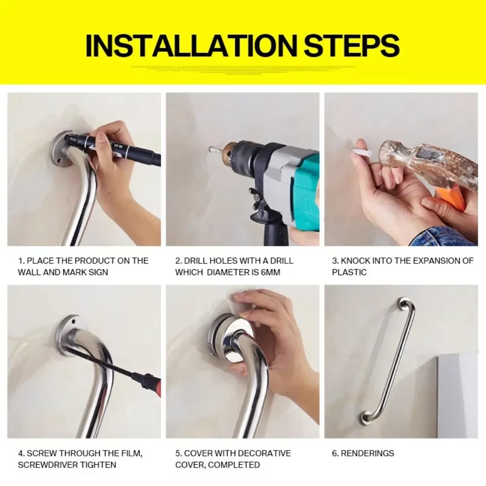 1/2Pcs 30/40/50Cm Handrail High Quality Stainless Steel Bathroom Tub Toilet Grab Bar Shower Safety Support Handle Towel Rack