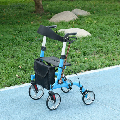4 Wheel Rollator with Seat Adjustable Mobility Walker with Bag Dual Brakes