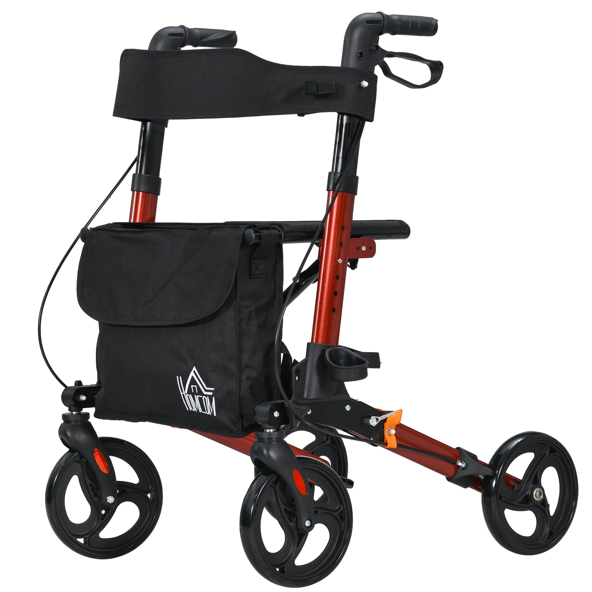 Adjustable 4 Wheel Rollator W/ Seat Bag Folding Mobility Walker