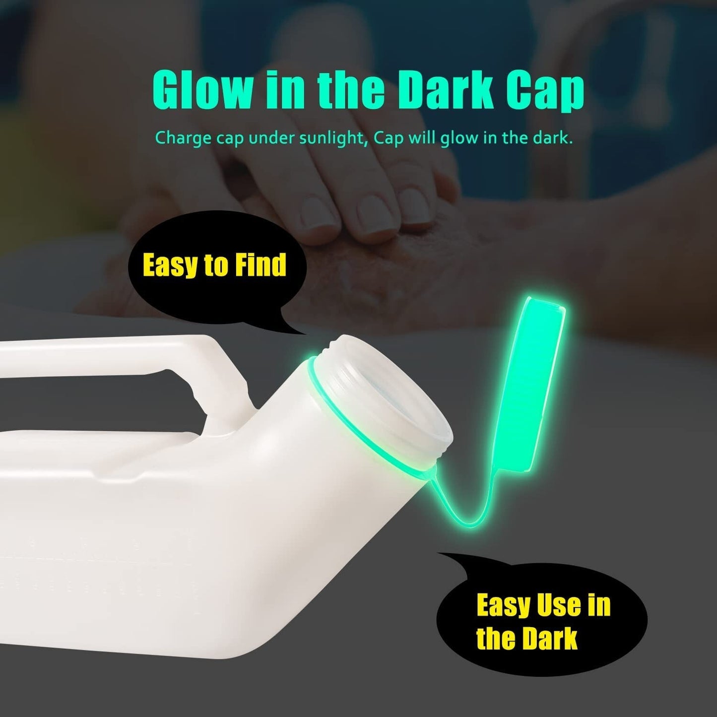 2PCS Male Urinal Portable Incontinence Bottle for Men Travel W/ Night Light - UK