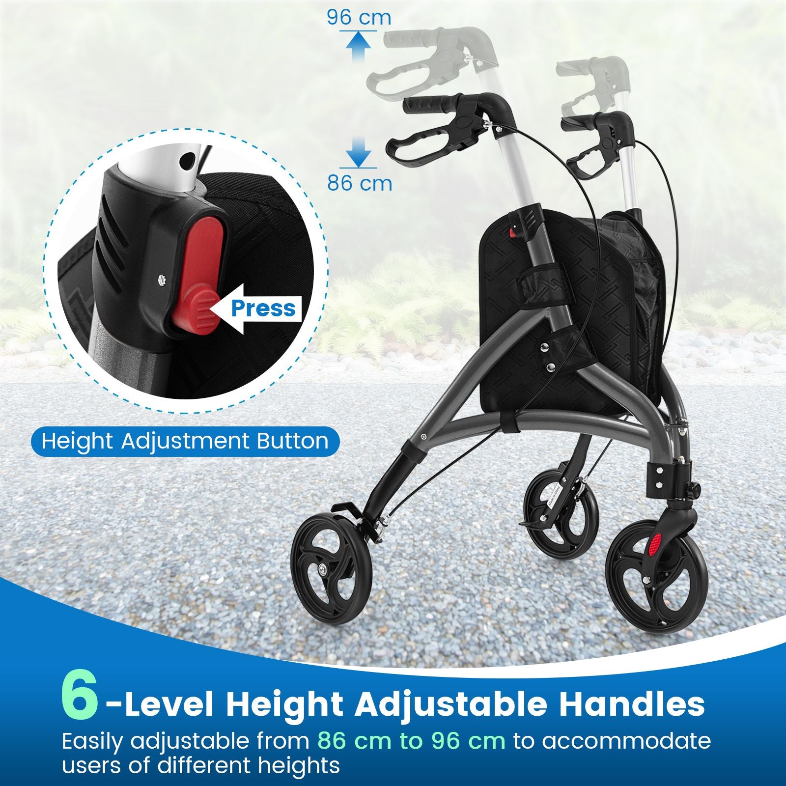 Walker for Seniors Foldable Rollator Walker with Lightweight Aluminum Frame