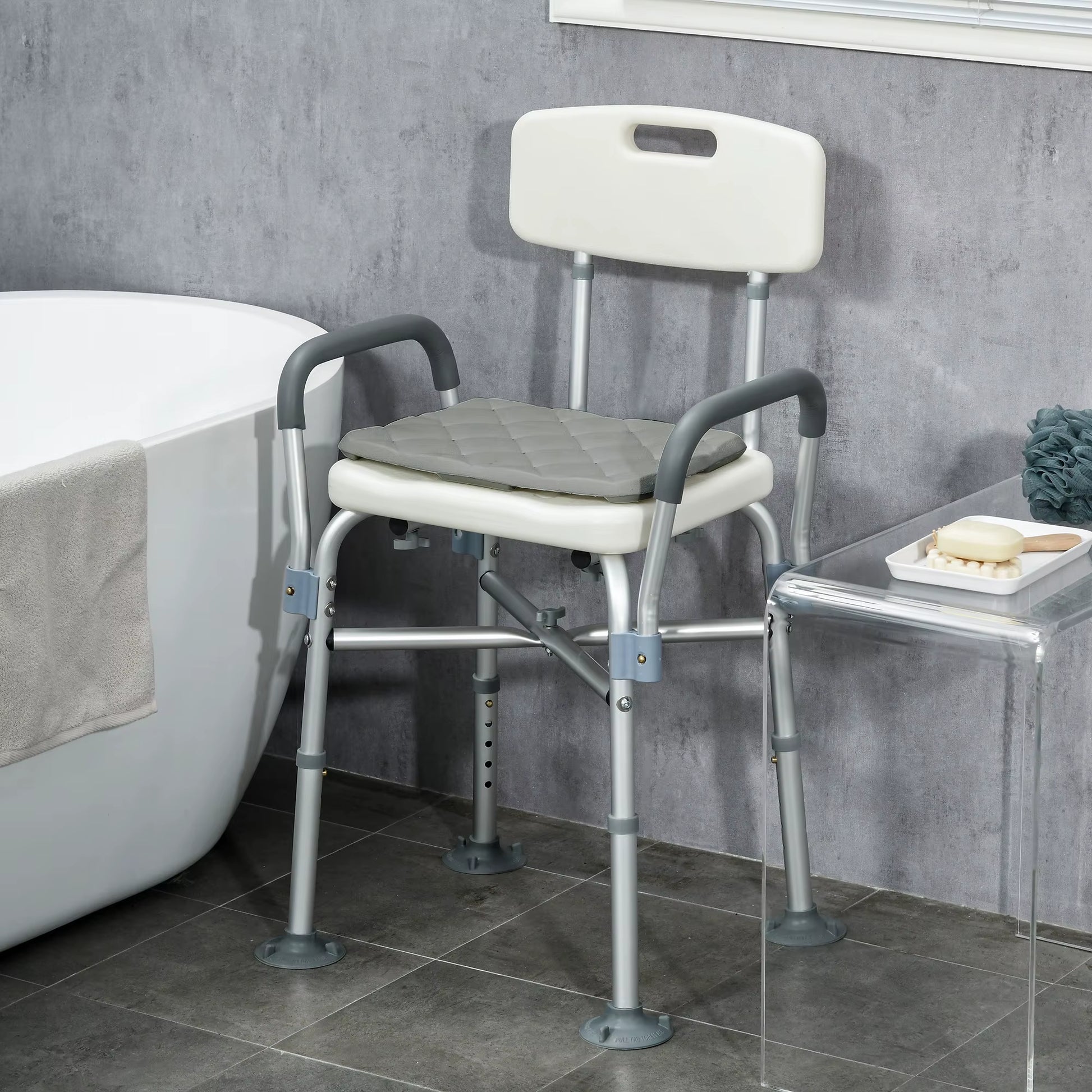 Aluminium Shower Chair Adjustable Bath Stool for Senior Disabled Pregnant