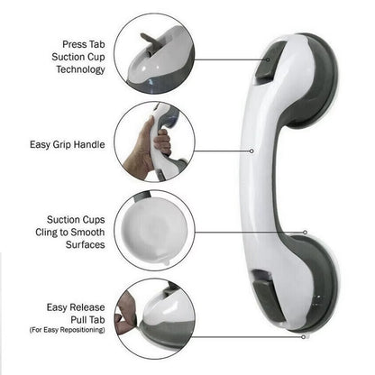 2PCS Bathroom Suction Support Grab Handle Bath Shower Safety Suction Grip Hand Rail for Seniors Elderly Safety Suction Cup