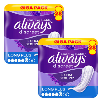 Always Discreet Long plus Pads, 2 X 28 Pack