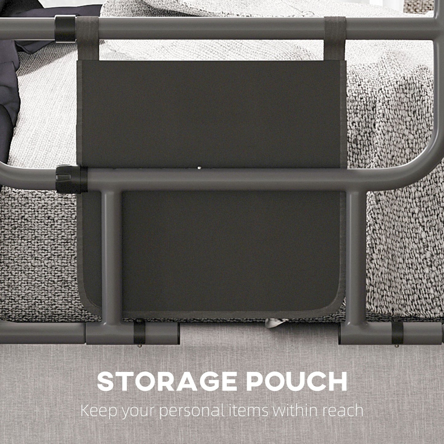 Safety Bed Rail for Elderly Adults Folding Bed Assist Rail with Storage Pocket