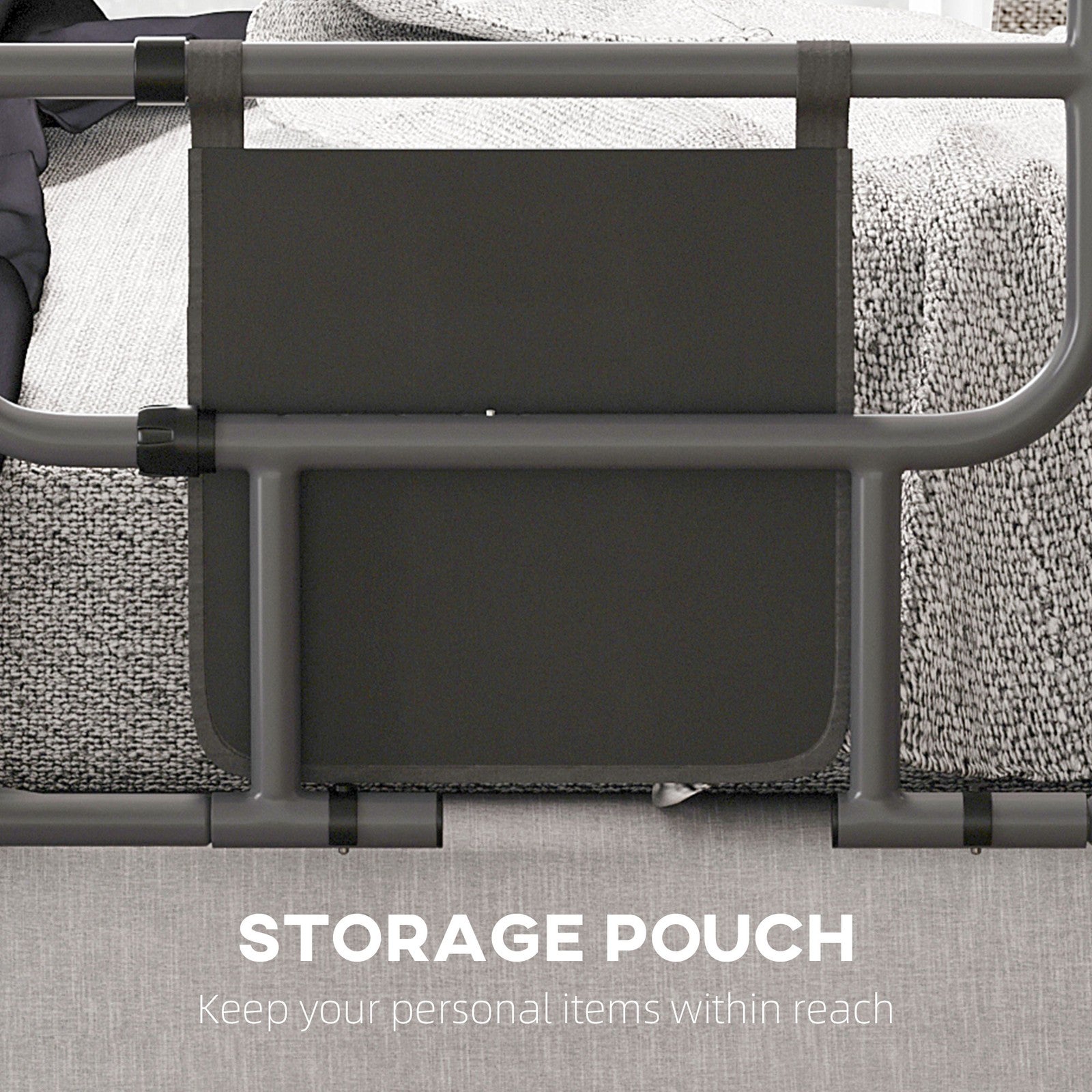 Safety Bed Rail for Elderly Adults Folding Bed Assist Rail with Storage Pocket