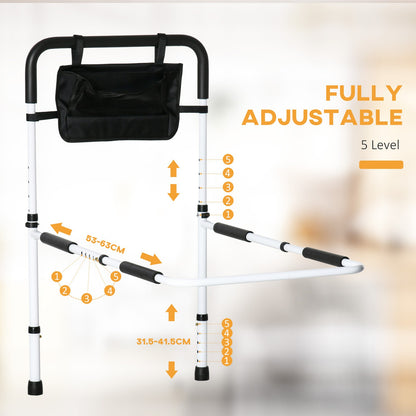 Safety Bed Rail Adjustable Bed Assist Rail with Pocket for Disabled and Senior