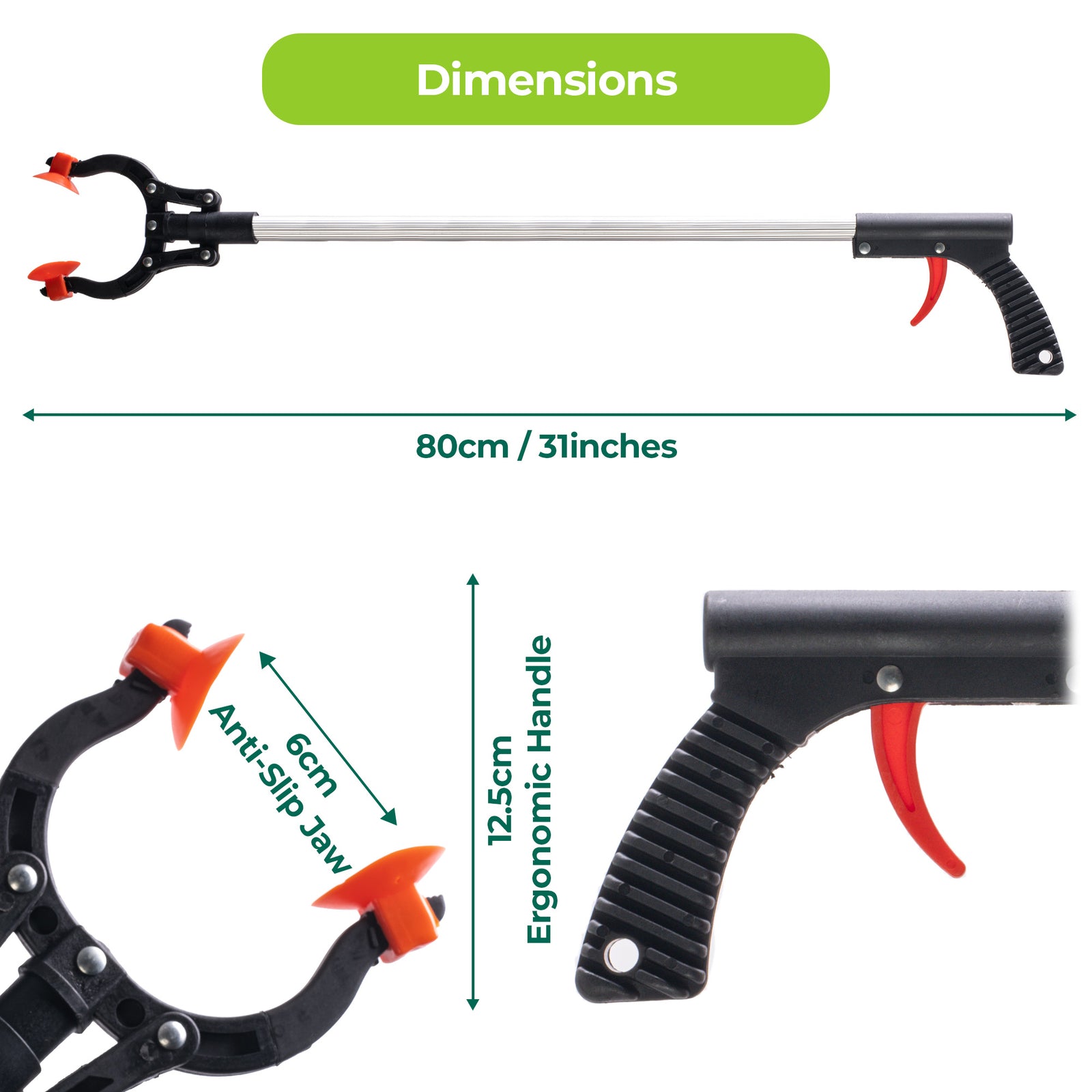 Aluminium Litter Picker 80Cm Long Reach Indoor Outdoor Rubbish Grabber Hand Tool