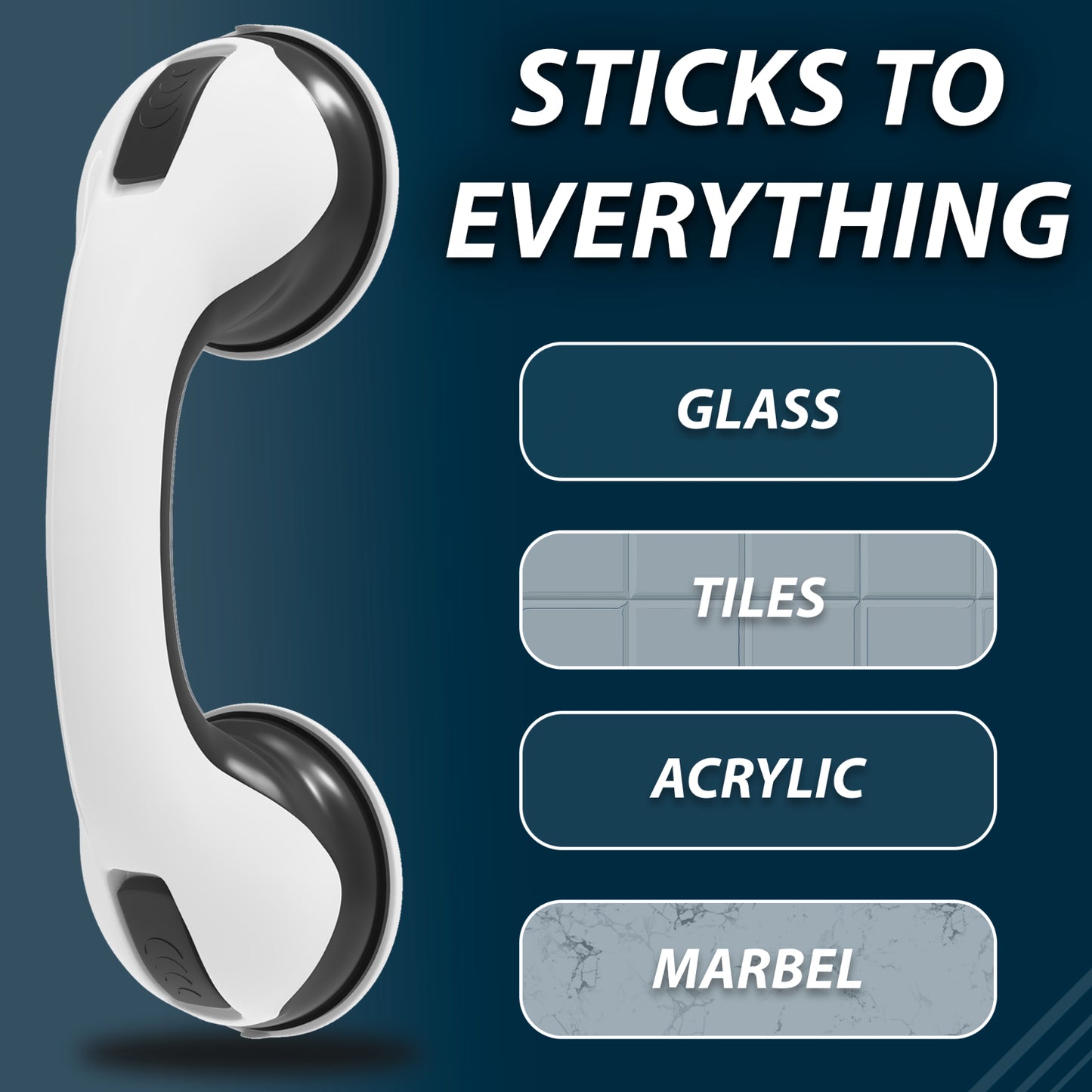 2 X SAFETY SUPPORT HAND RAIL HANDLE BAR GRIP GRAB SUCTION BATH BATHROOM SHOWER