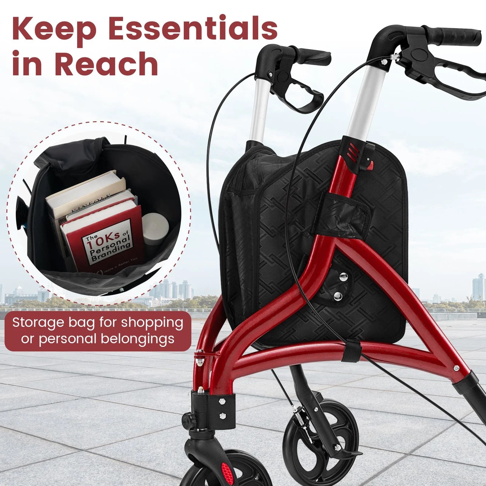 Walker for Seniors Foldable Rollator Walker with Lightweight Aluminum Frame